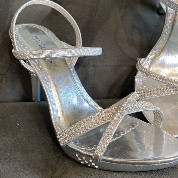 Madeline Stuart Rhinestone Silver Evening Heels - Picture 2 of 9
